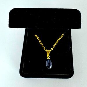 18K Gold Plated Black Pearl Pendant Necklace #1090
